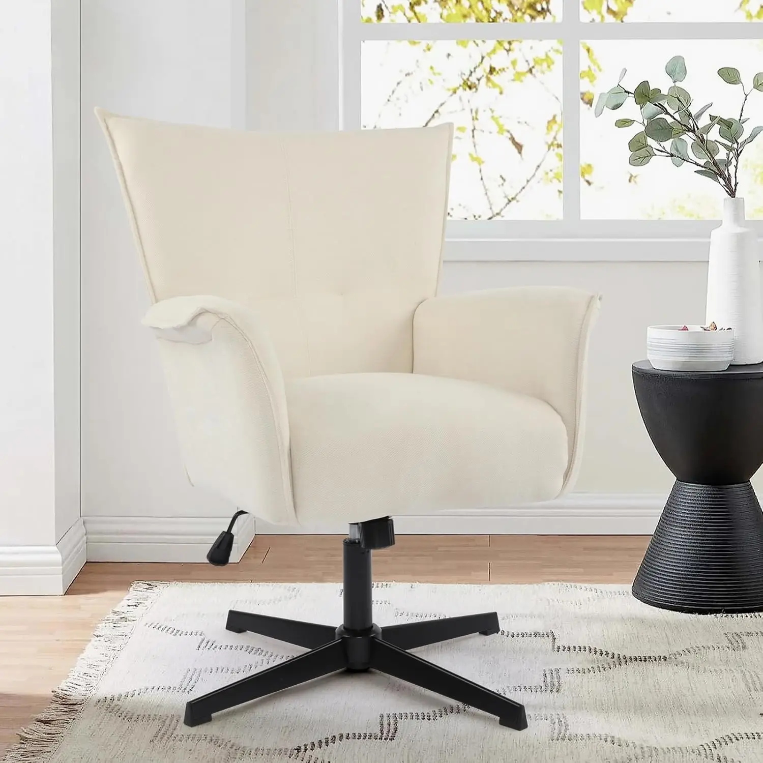 Home Office Desk Chair No Wheels Armchair Linen Fabric Swivel Chair High-Ba Wide Seat Upholstered Accent Chair With Metal Legs
Home Office Desk Chair No Wheels Armchair Linen Fabric Swivel Chair High-Ba Wide Seat Upholstered Accent Chair With Metal Legs