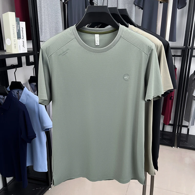 Luxury trend brand men's short sleeve T-shirt letter embossed summer new solid color high-end ice silk breathable round neck top
Luxury trend brand men's short sleeve T-shirt letter embossed summer new solid color high-end ice silk breathable round neck top