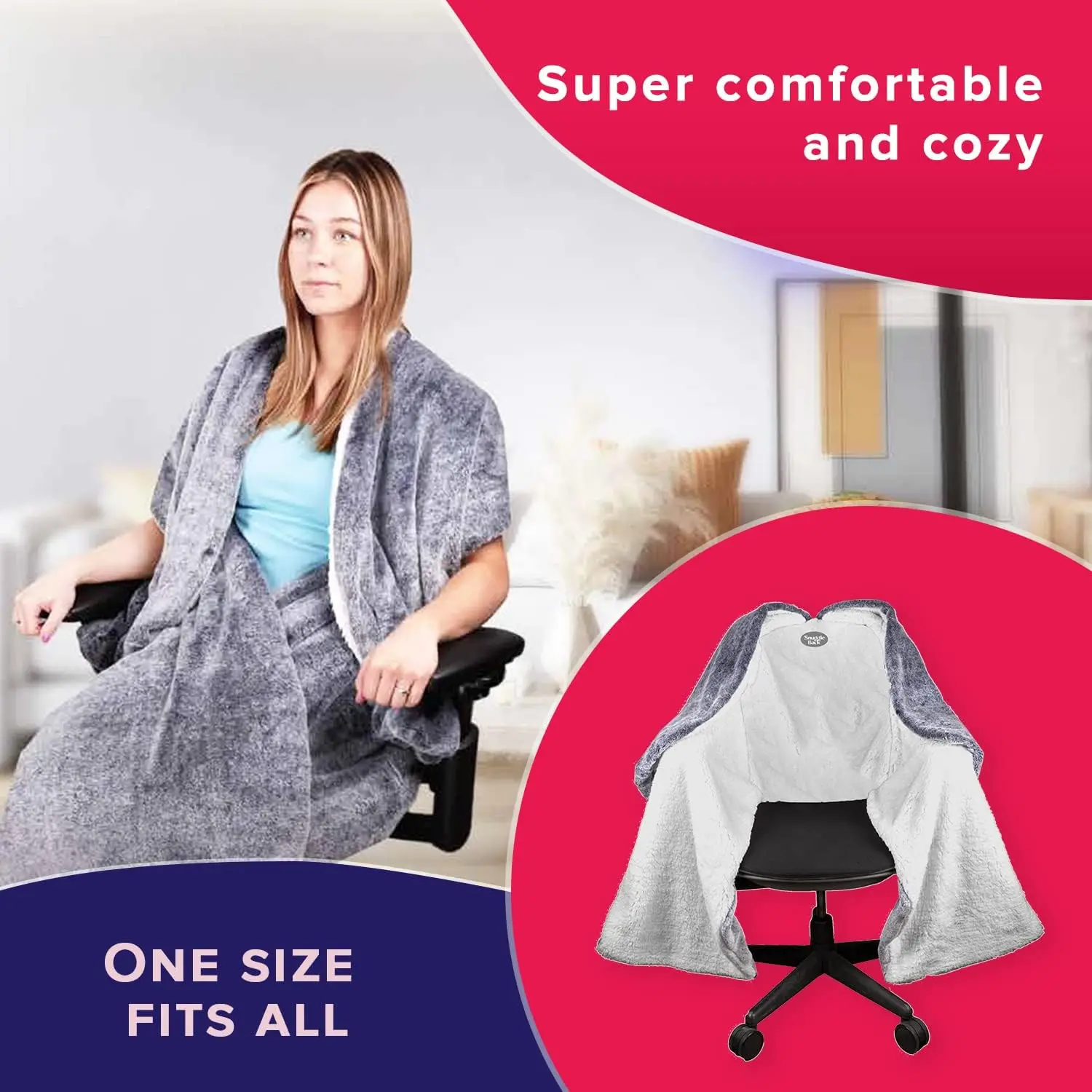 Оригинальное одеяло для офисного стула от Snuggleback; Уютное удобное офисное кресло, крепления для удобного нагрева и
Оригинальное одеяло для офисного стула от Snuggleback; Уютное удобное офисное кресло, крепления для удобного нагрева и