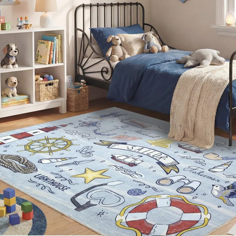 Nautical Style Living Room Carpet Foldable Machine Washable Coffee Table Anti-slip Floor Mat Bedroom Bedside Soft Rug Alfombra
Nautical Style Living Room Carpet Foldable Machine Washable Coffee Table Anti-slip Floor Mat Bedroom Bedside Soft Rug Alfombra