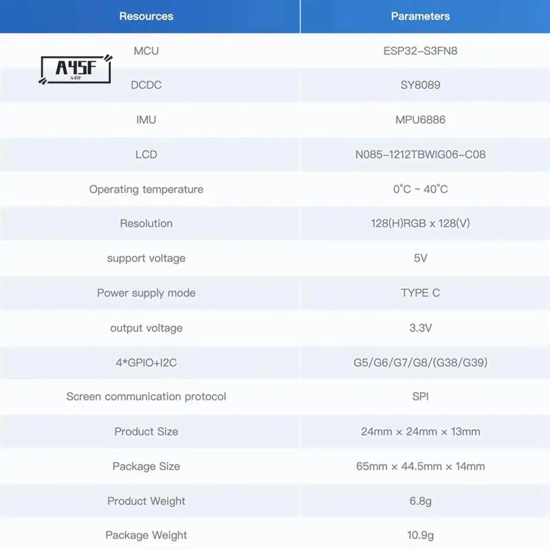 A45F-ATOMS3 Dev Kit With 0.85-Inch Screen ATOM Programmable Smart Speaker IOT Development Board Built-In ESP32
A45F-ATOMS3 Dev Kit With 0.85-Inch Screen ATOM Programmable Smart Speaker IOT Development Board Built-In ESP32