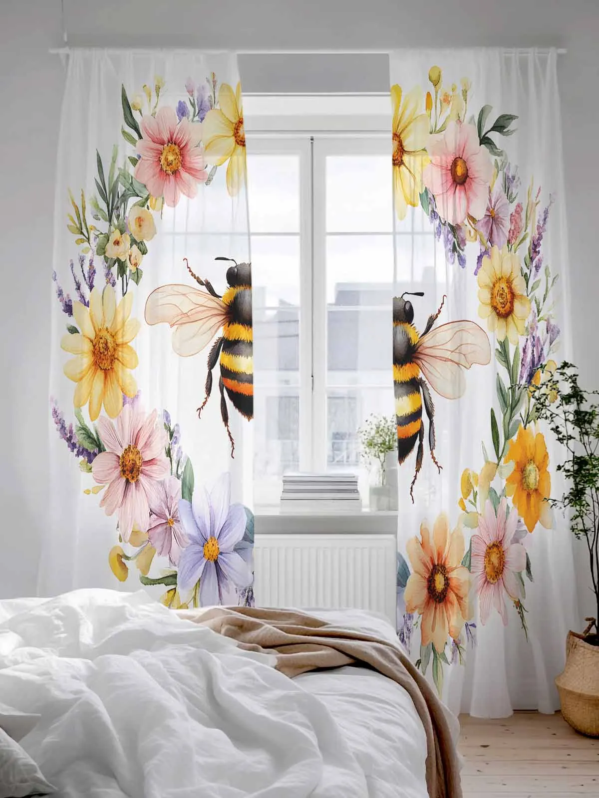 Flower Garland Bee Tulle Sheer Curtains for Living Room Bedroom Kitchen Decoration Voile Organza Curtains
Flower Garland Bee Tulle Sheer Curtains for Living Room Bedroom Kitchen Decoration Voile Organza Curtains