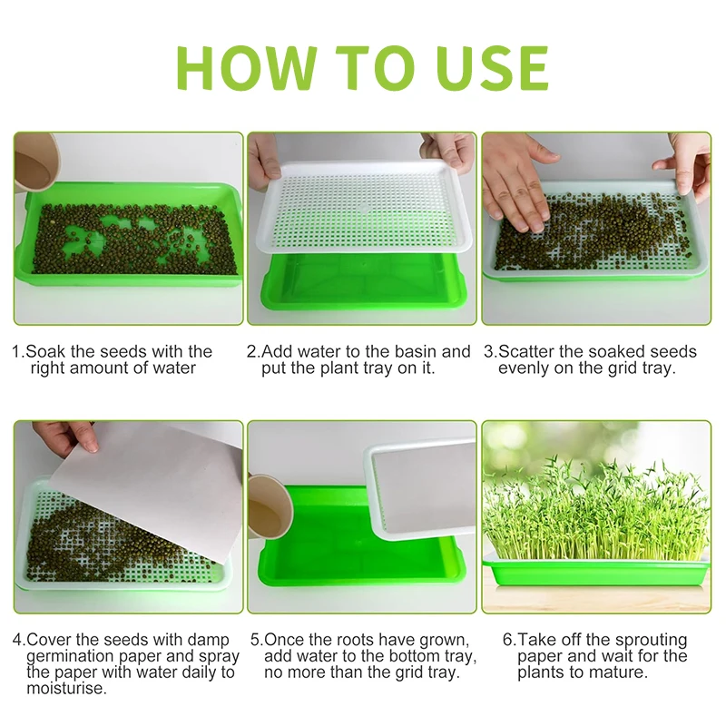 Seedling Trays for Sprouting Bean Sprouts Hydroponic Germination Pots and Home Cultivation of Soil-Less Vegetables
Seedling Trays for Sprouting Bean Sprouts Hydroponic Germination Pots and Home Cultivation of Soil-Less Vegetables