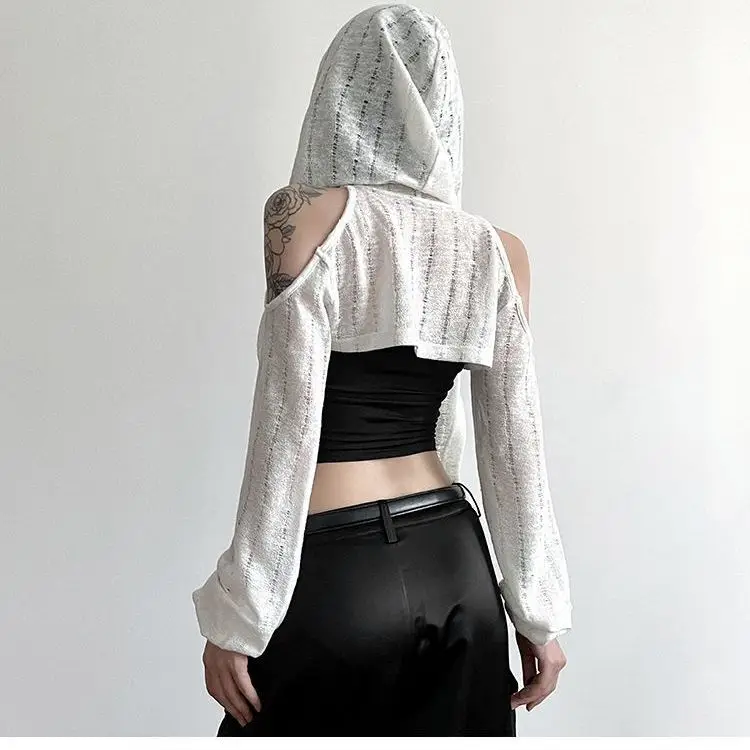 Spicy Girl Strapless Hooded Sweatshirt For Women Irregular Slimming Solid Color Versatile Short
Spicy Girl Strapless Hooded Sweatshirt For Women Irregular Slimming Solid Color Versatile Short