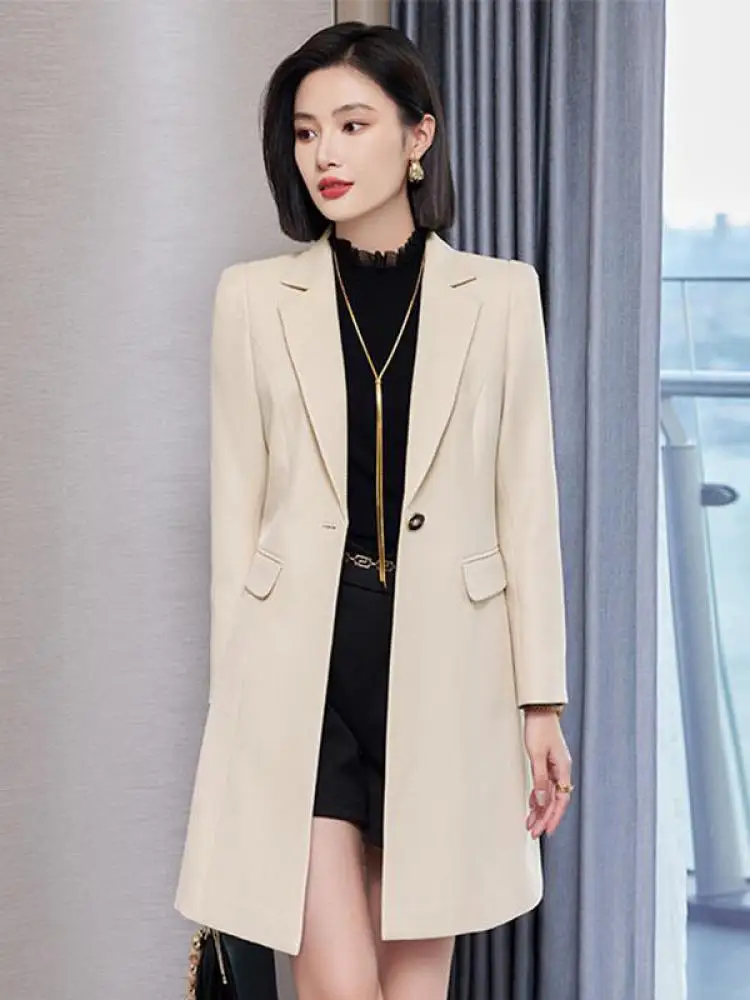 Autumn Winter Vintage Elegant One Button Trench Coat Women Beige Pocket Medium Length Windbreaker Jacket New 2024 Simple Fashion
Autumn Winter Vintage Elegant One Button Trench Coat Women Beige Pocket Medium Length Windbreaker Jacket New 2024 Simple Fashion