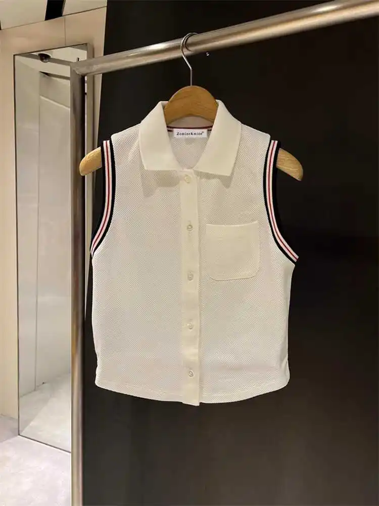 Женский белый топ-жилет Slim Fit с отложным воротником, модный, для повседневной носки, летняя новинка
Женский белый топ-жилет Slim Fit с отложным воротником, модный, для повседневной носки, летняя новинка