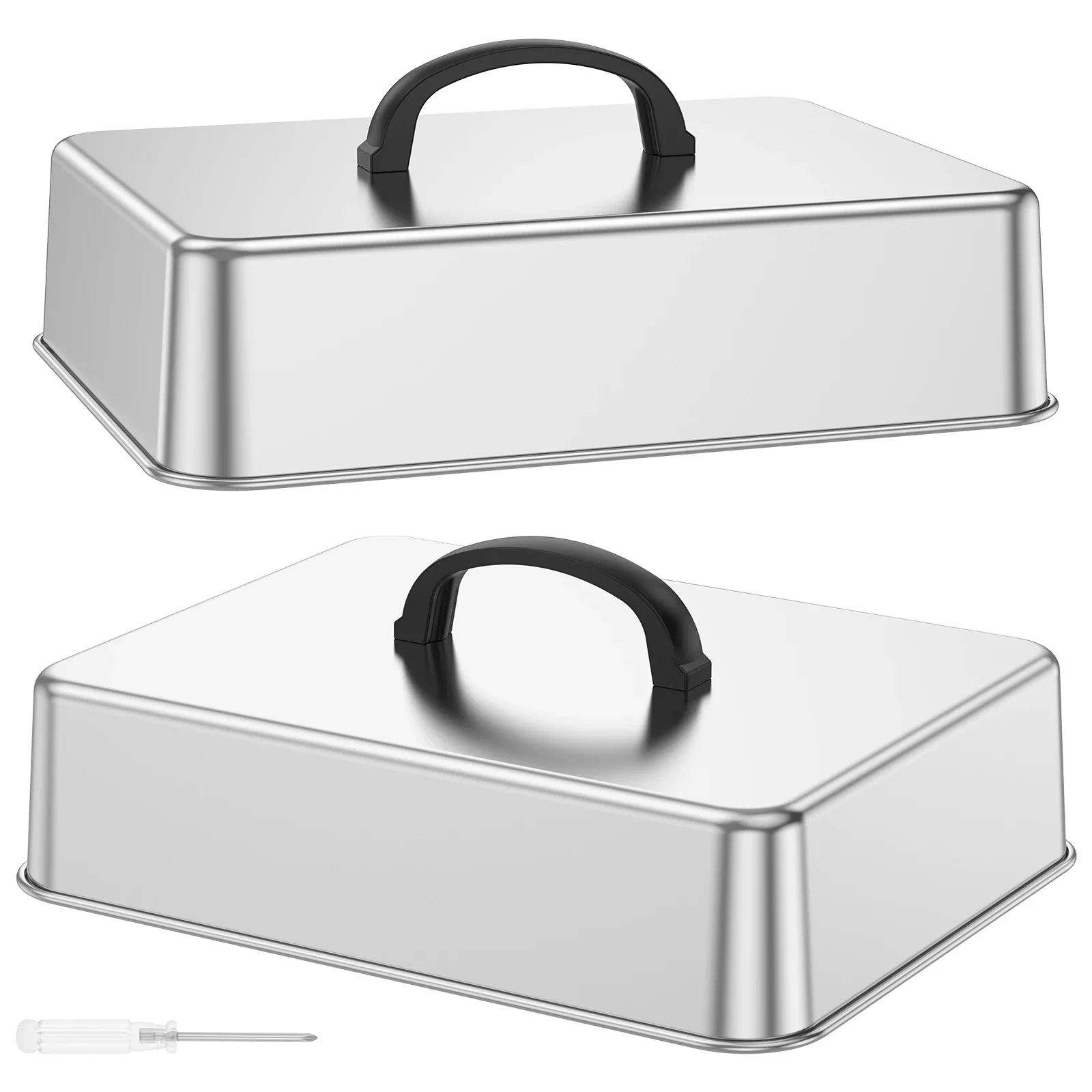 2Pcs Burger Cover Steaming Cover Stainless Steel Cheese Melting Grilling Rectangular Cover for Cooking Grilling Steaming
2Pcs Burger Cover Steaming Cover Stainless Steel Cheese Melting Grilling Rectangular Cover for Cooking Grilling Steaming