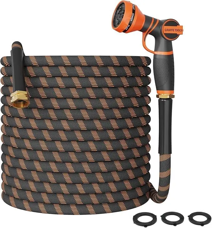 100FT Non-Expandable Garden Hose with 9 Spray Nozzle, Lightweight Flexible Water Hose Burst 600 PSI Heavy Duty
100FT Non-Expandable Garden Hose with 9 Spray Nozzle, Lightweight Flexible Water Hose Burst 600 PSI Heavy Duty