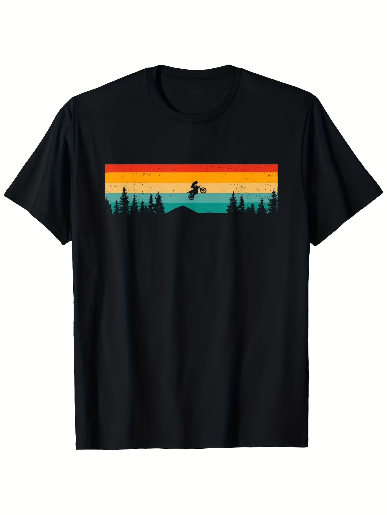 Mountain motorcycle off-road race retro sunset pattern printed cotton T-shirt
Mountain motorcycle off-road race retro sunset pattern printed cotton T-shirt
