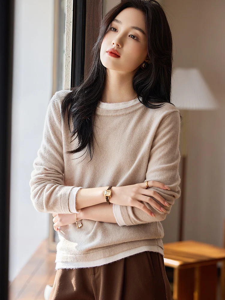 Autumn Winter O-Neck Pullover Fake Two Sweaters For Women‘s 100% Merino Wool Casual Cashmere Knitwear Female Clothing Basic Top
Autumn Winter O-Neck Pullover Fake Two Sweaters For Women‘s 100% Merino Wool Casual Cashmere Knitwear Female Clothing Basic Top