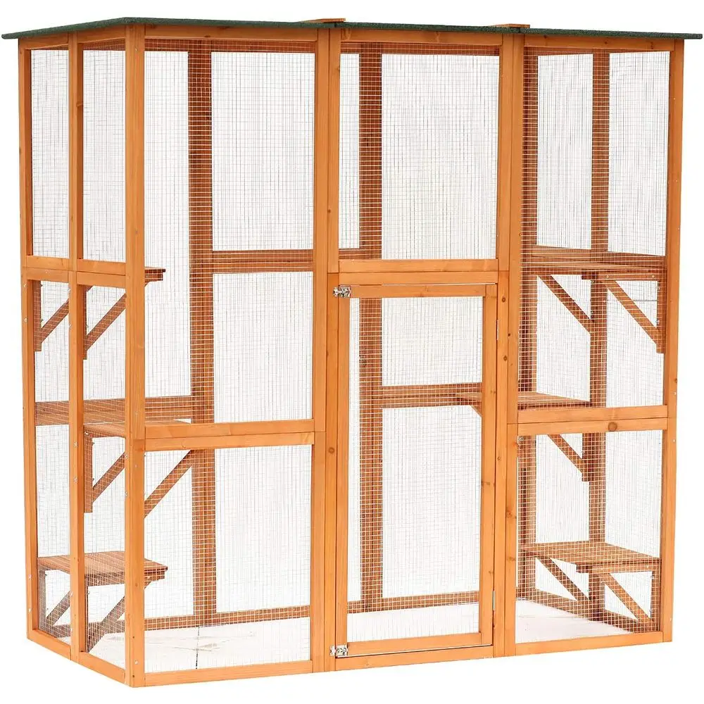 Уличный домик для кошек, большой деревянный вольер-контейнер для кошек с просторным интерьером, 6 высокими полками, защита от непогоды
Уличный домик для кошек, большой деревянный вольер-контейнер для кошек с просторным интерьером, 6 высокими полками, защита от непогоды