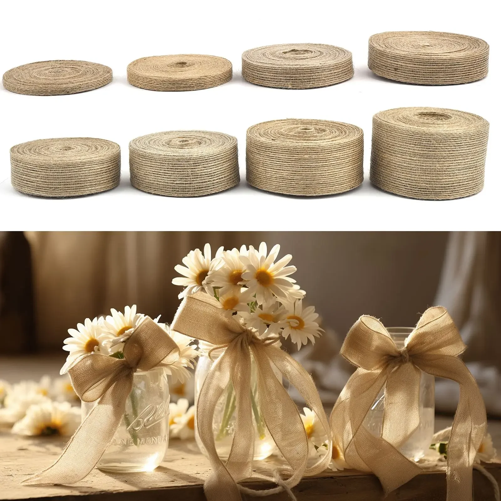 10m 6mm-50mm Natural Vintage Jute Burlap Ribbon For Weddings Belt Strap Floristry Party Christmas Decoration DIY Gift Packing
10m 6mm-50mm Natural Vintage Jute Burlap Ribbon For Weddings Belt Strap Floristry Party Christmas Decoration DIY Gift Packing