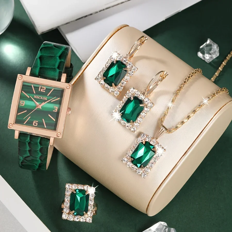 5pcs/set New women's watch with diamond studded dial, belt, quartz watch, bead bracelet set
5pcs/set New women's watch with diamond studded dial, belt, quartz watch, bead bracelet set