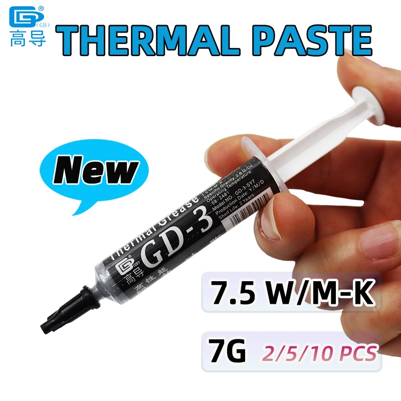 GD-3 Thermal Paste Performance Thermal Conductive Grease Paste 7.5 W/MK 7g For Game PC PS5 CPU GPU Cooling SY7
GD-3 Thermal Paste Performance Thermal Conductive Grease Paste 7.5 W/MK 7g For Game PC PS5 CPU GPU Cooling SY7