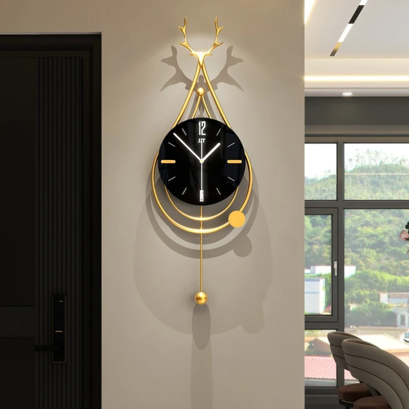 Luxury Living Room Metal Sway Wall Clock High-end Restaurant Clock Modern Bedroom Deer Head Mute Watch Quartz Clock Home Decor
Luxury Living Room Metal Sway Wall Clock High-end Restaurant Clock Modern Bedroom Deer Head Mute Watch Quartz Clock Home Decor