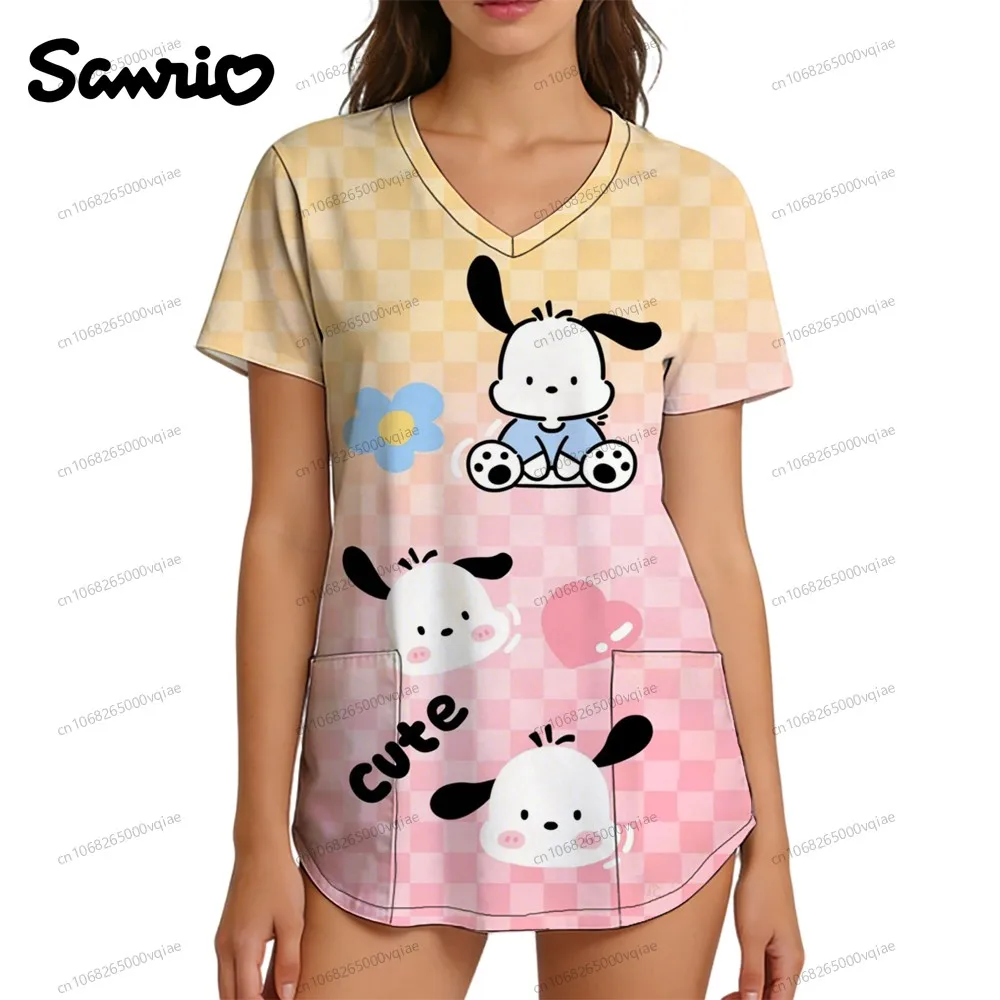 Pochacco Top Women 2026 New Y2k Clothes Women's T-shirt Kawaii Nurse Uniform V Neck T Shirt Summer Pocket 3D Print Trend S-2XL
Pochacco Top Women 2026 New Y2k Clothes Women's T-shirt Kawaii Nurse Uniform V Neck T Shirt Summer Pocket 3D Print Trend S-2XL