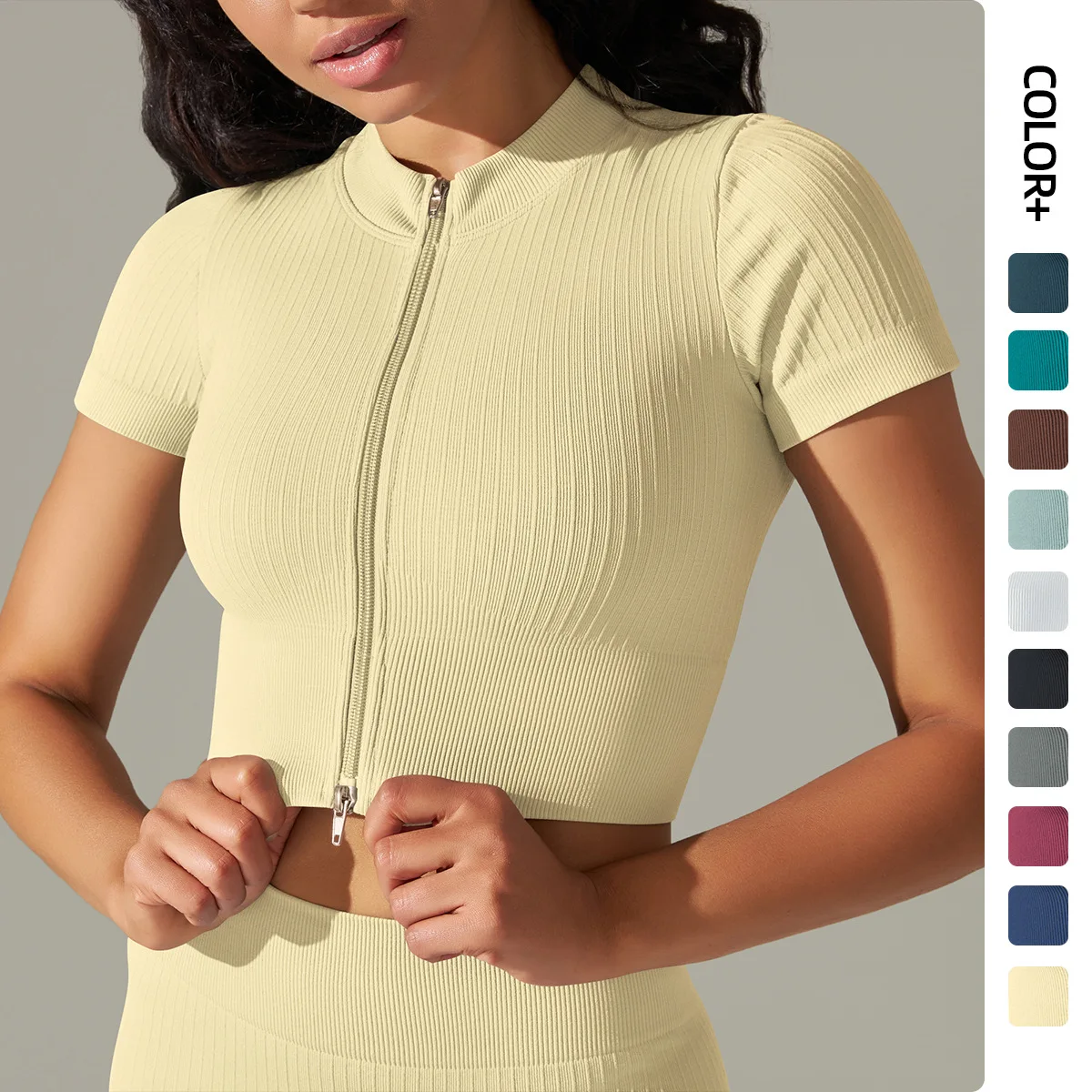 Yoga Zip Top Short Sleeve Sports T Shirt Solid Seamless Fitness Crop Top Women's Clothing Gym Clothes Sportswear Running Shirts
Yoga Zip Top Short Sleeve Sports T Shirt Solid Seamless Fitness Crop Top Women's Clothing Gym Clothes Sportswear Running Shirts