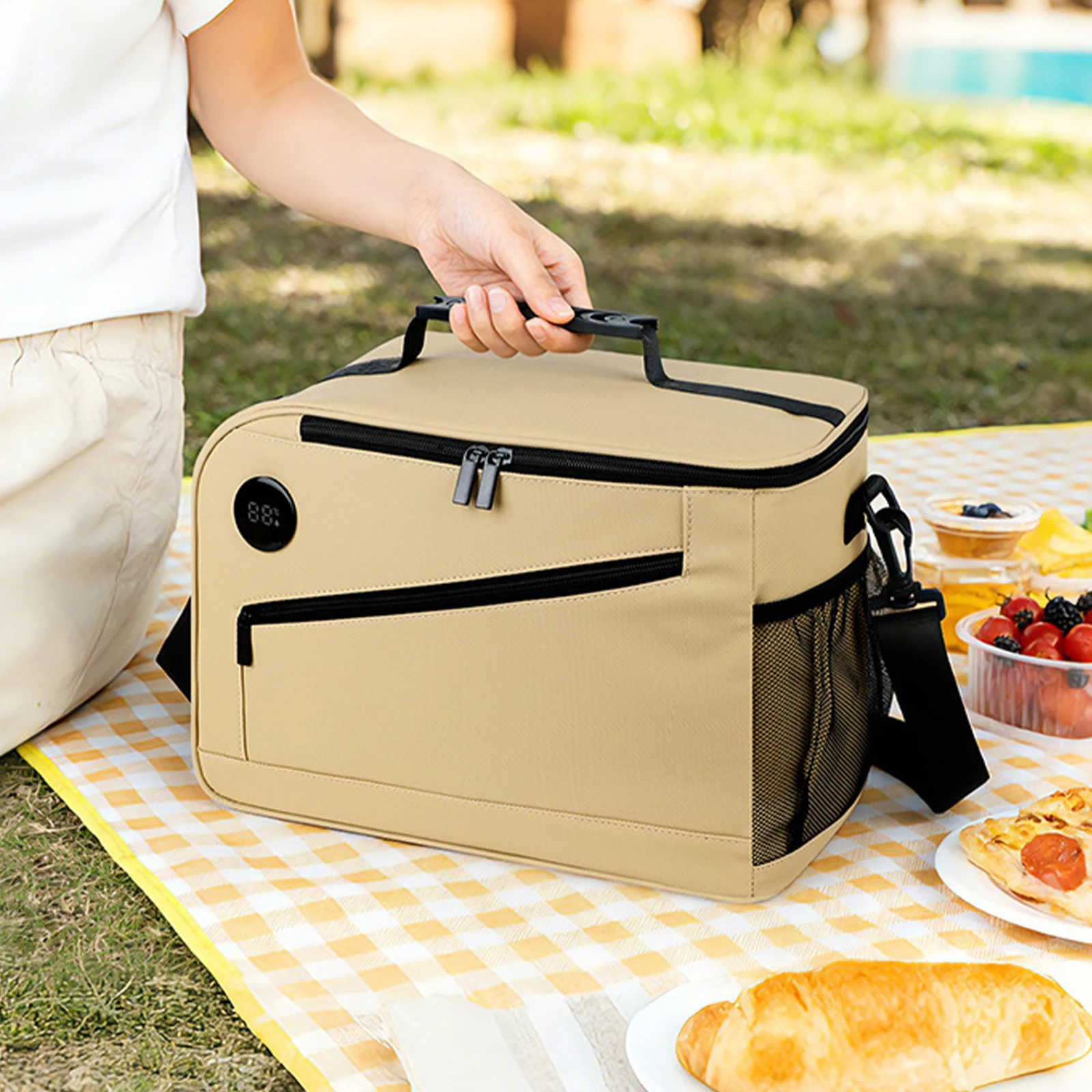 Cooler Bag with Temperature Display Large Lunch Tote Portable Travel Cooler Bags for Women Men Adult Work Picnics Outings
Cooler Bag with Temperature Display Large Lunch Tote Portable Travel Cooler Bags for Women Men Adult Work Picnics Outings