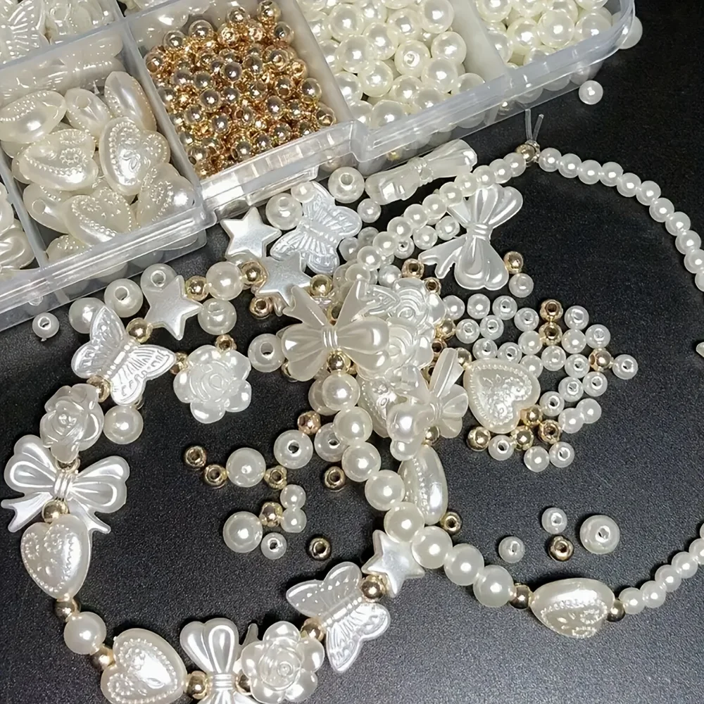 A Box Of 800pcs White Bow Heart Shaped Resin Loose Bead Set, Elegant Craft Supplies For DIY Jewelry Making, Bracelets
A Box Of 800pcs White Bow Heart Shaped Resin Loose Bead Set, Elegant Craft Supplies For DIY Jewelry Making, Bracelets