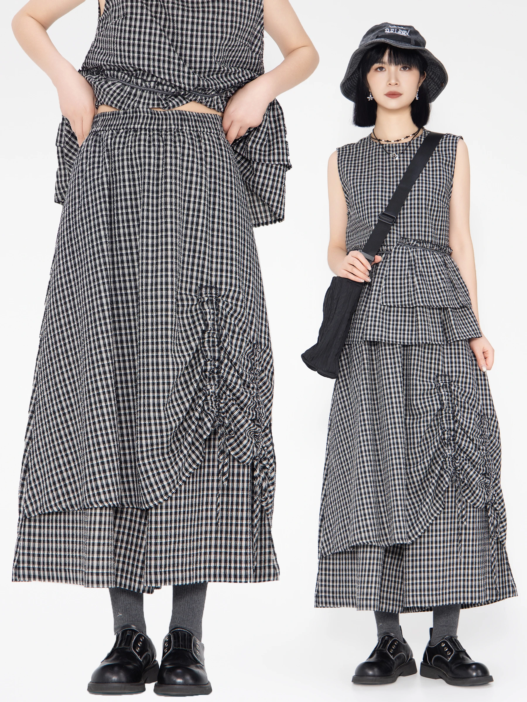Bookru Order 2026 Summer New Retro Half Skirt Women Layers Sense Cover Hip Thin Checkered Uneven High Waist Cotton Blend
Bookru Order 2026 Summer New Retro Half Skirt Women Layers Sense Cover Hip Thin Checkered Uneven High Waist Cotton Blend