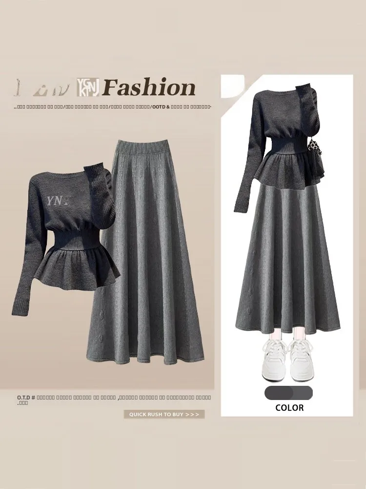 Women's High Waist Knitted Top And Skirt Set Slim Fit Long Sve Faionable Autumn Winter Two Piece Ensemble Ele
Women's High Waist Knitted Top And Skirt Set Slim Fit Long Sve Faionable Autumn Winter Two Piece Ensemble Ele