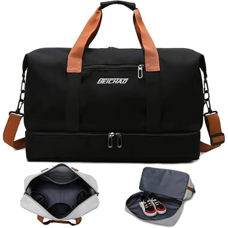 Large Travel Weekender Bag with Shoe Compartment, Vintage Leather Trim Overnight Duffel Tote for Gym & Business
Large Travel Weekender Bag with Shoe Compartment, Vintage Leather Trim Overnight Duffel Tote for Gym & Business