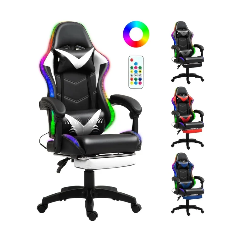 Gaming Chair with Footrest for Adults , Lumbar Support Massager Video Game Chair, High Back Reclining Gamer Chair
Gaming Chair with Footrest for Adults , Lumbar Support Massager Video Game Chair, High Back Reclining Gamer Chair
