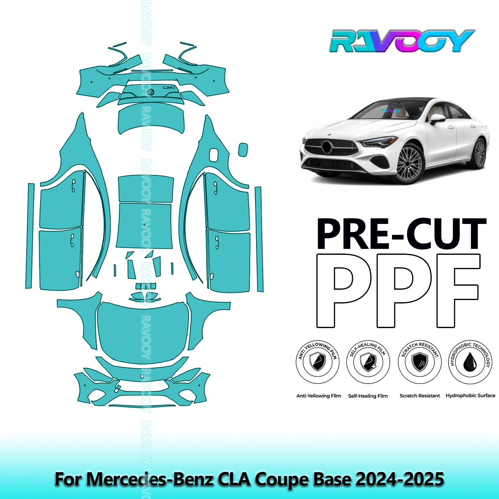 Full Vehicle Clear Bra Precut PPF Paint Protection Film For Mercedes-Benz CLA Coupe Base 2024-2025
Full Vehicle Clear Bra Precut PPF Paint Protection Film For Mercedes-Benz CLA Coupe Base 2024-2025
