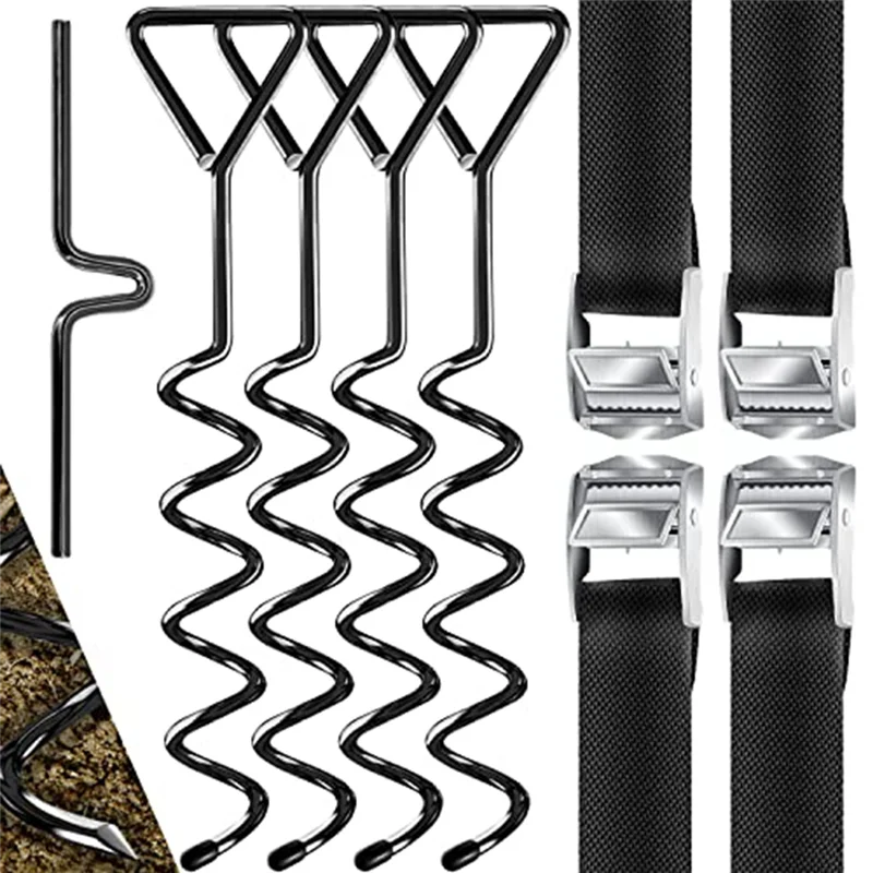 -A02R 4 Ground Anchors,9-Piece Set,Attachment For Trampoline,Of 1 Cm Diameter Steel For Screwing,4 Straps And Turning Aid
-A02R 4 Ground Anchors,9-Piece Set,Attachment For Trampoline,Of 1 Cm Diameter Steel For Screwing,4 Straps And Turning Aid