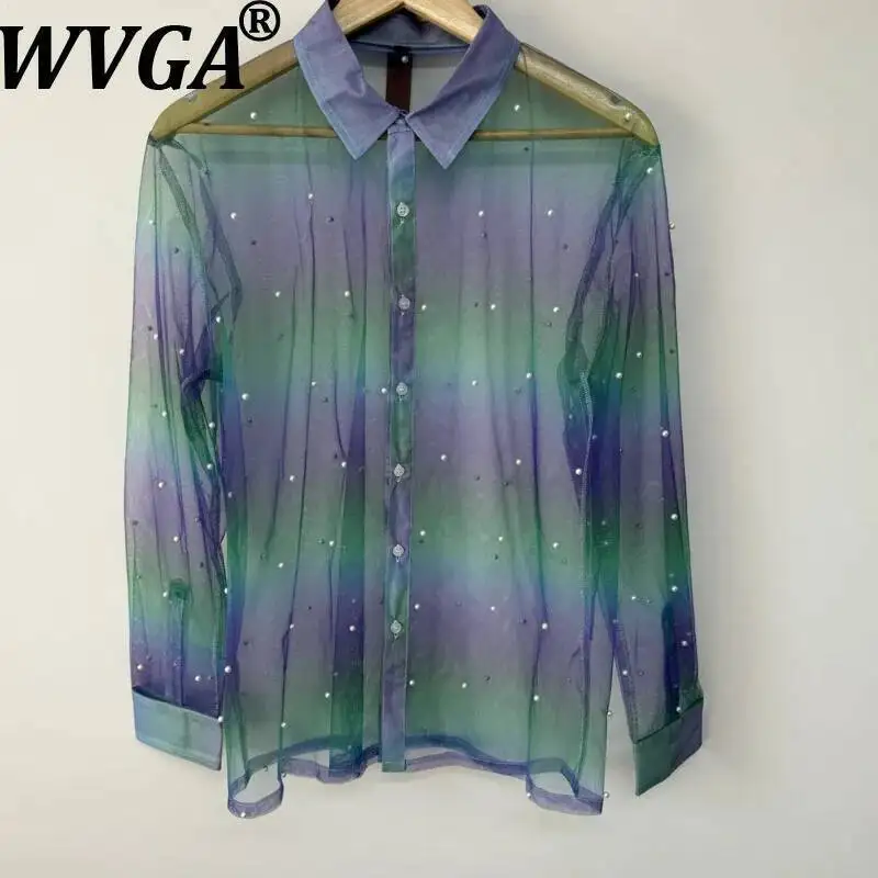 WVGA Summer New Man Pearl-decorated Sheer Mesh Gradient Color Trendy Loose-fitting Versatile Shirt Niche Chic Casual Tops W23235
WVGA Summer New Man Pearl-decorated Sheer Mesh Gradient Color Trendy Loose-fitting Versatile Shirt Niche Chic Casual Tops W23235