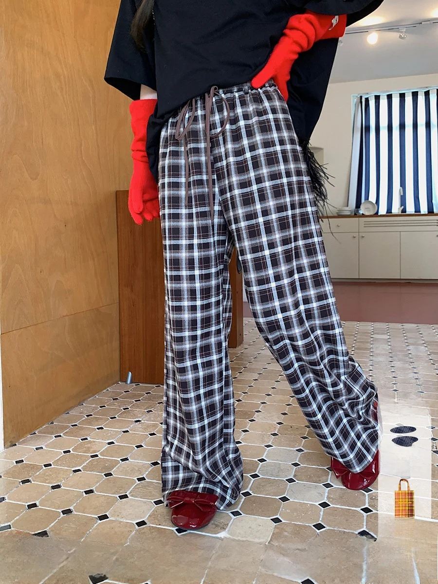 Брюки Laid-ba в клетку свободного кроя, повседневные, от бренда Haome Store, прямые брюки с широкими штанинами, модель L, с широким поясом
Брюки Laid-ba в клетку свободного кроя, повседневные, от бренда Haome Store, прямые брюки с широкими штанинами, модель L, с широким поясом