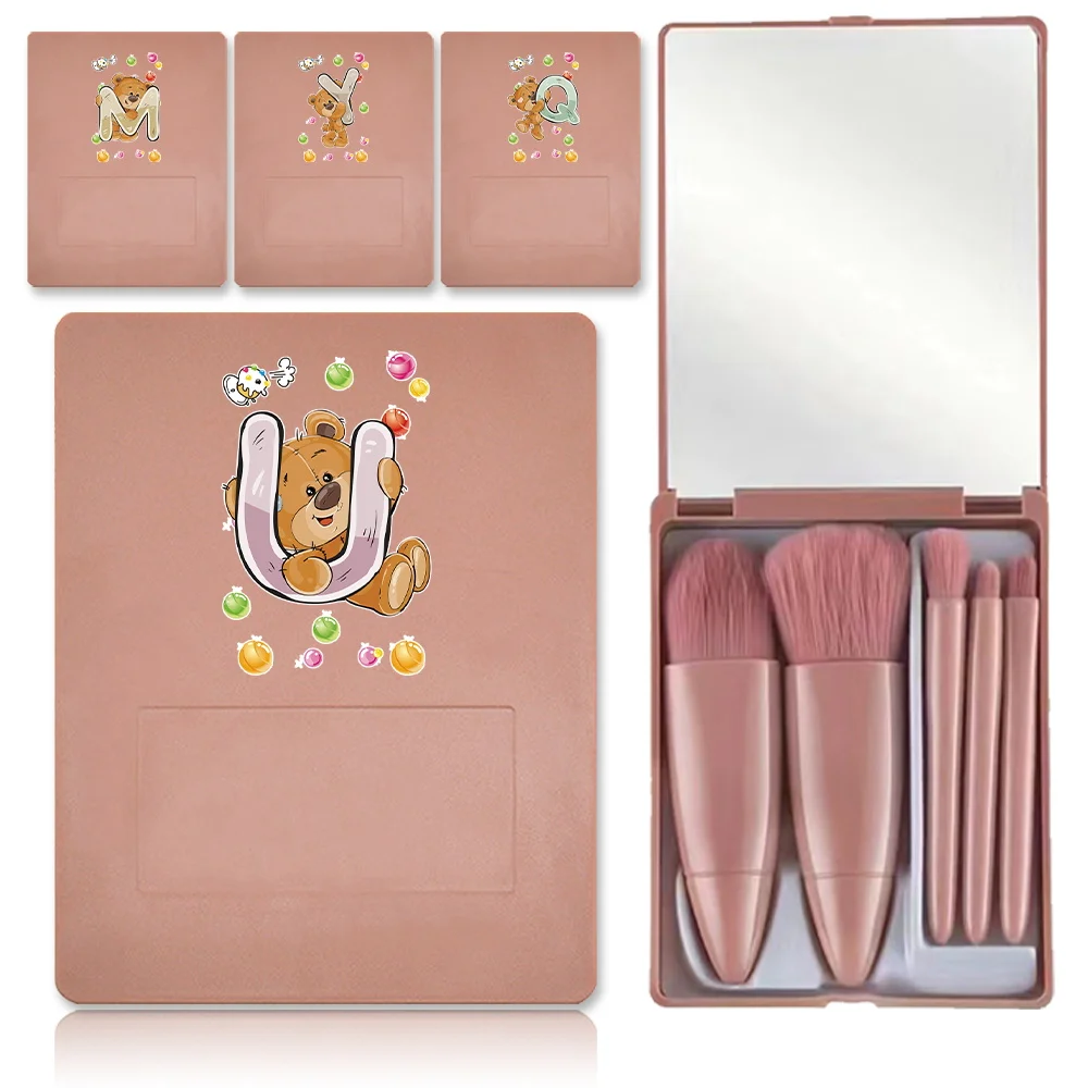5pcs Cosmetic Brush Set With Clear Mirror Storage Box Eyeshadow Smudge Lip Brushes Kit With Organizer Case Bear Letter Pattern
5pcs Cosmetic Brush Set With Clear Mirror Storage Box Eyeshadow Smudge Lip Brushes Kit With Organizer Case Bear Letter Pattern