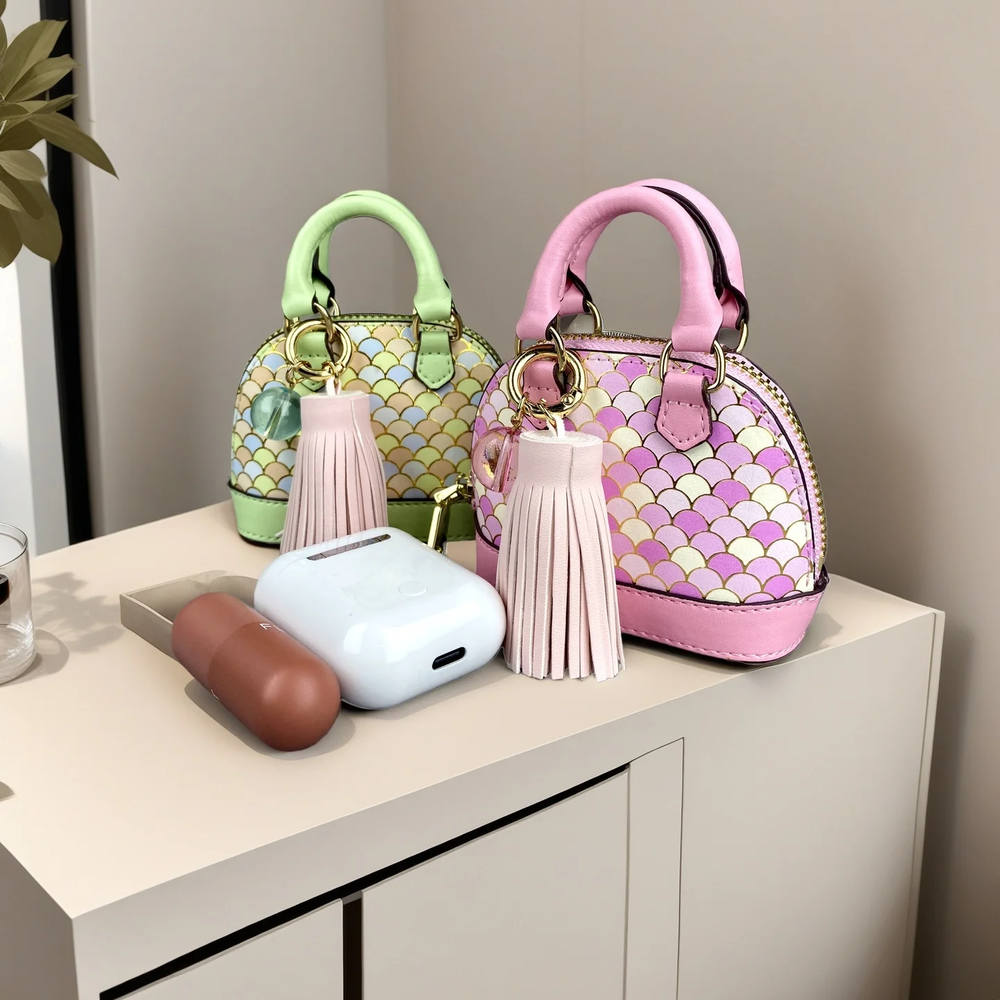 Mermaid Shell Mini Bag/PU Leather Earphone Case & Coin Purse with Crystal Bead Charm, Tassel/Strap for Crossbody or Bag Charm
Mermaid Shell Mini Bag/PU Leather Earphone Case & Coin Purse with Crystal Bead Charm, Tassel/Strap for Crossbody or Bag Charm