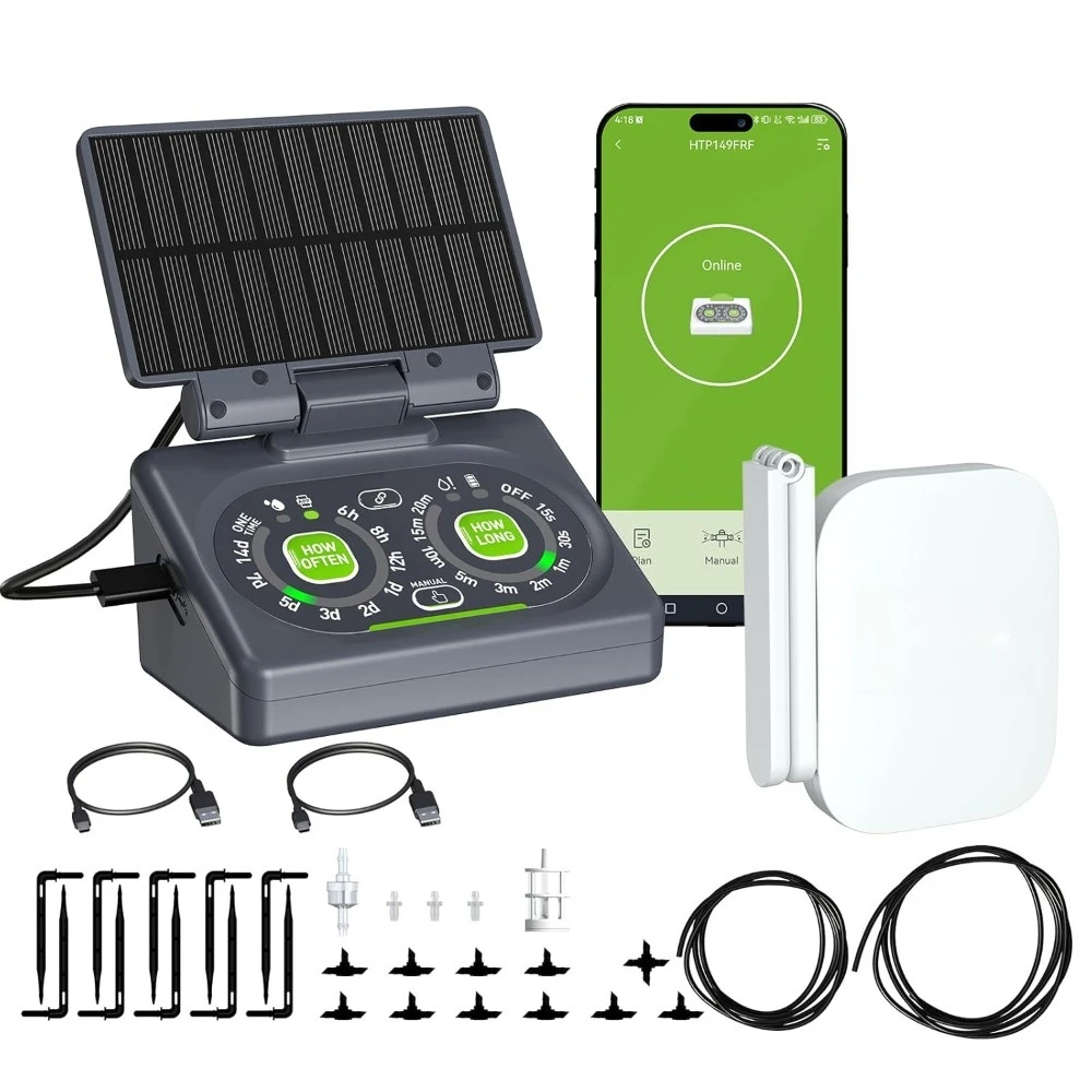 Smart Automatic Watering System Solar Powered Drip Irrigation Kit with WiFi App Control Indoor Outdoor Plants Auto Shut
Smart Automatic Watering System Solar Powered Drip Irrigation Kit with WiFi App Control Indoor Outdoor Plants Auto Shut