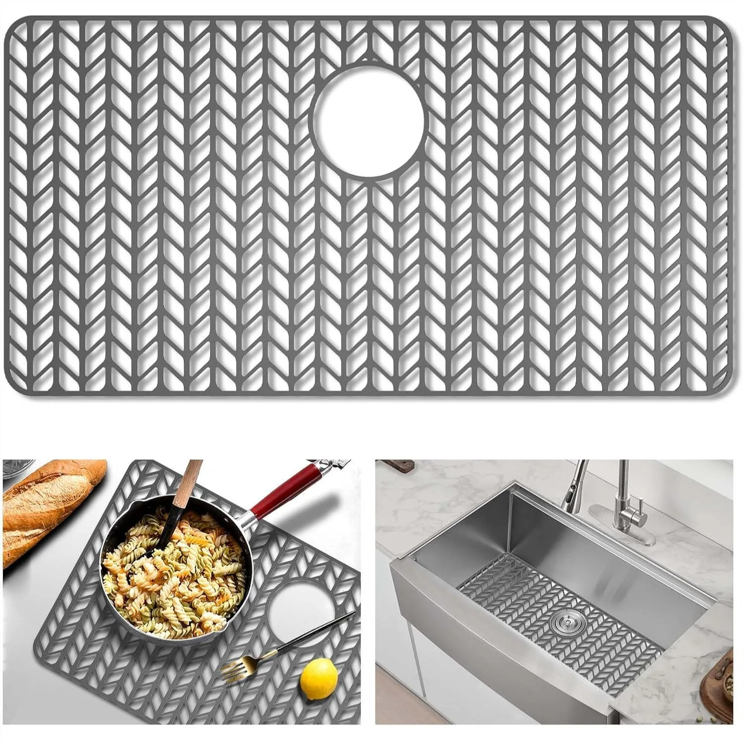 Silicone Sink Protectors for Kitchen Mat - 30x16 Inch Farmhouse Sink Grid with Rear Drain, Heat Resistant and Scratch Proof
Silicone Sink Protectors for Kitchen Mat - 30x16 Inch Farmhouse Sink Grid with Rear Drain, Heat Resistant and Scratch Proof