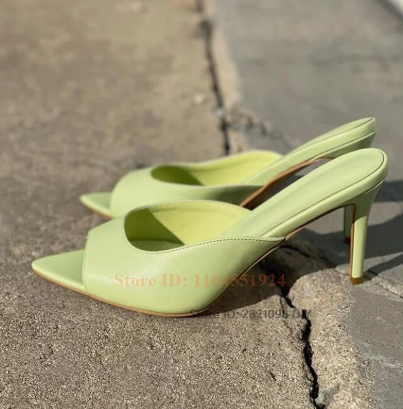 Light Green Grass Leather Slip On Mules Women Stiletto Pointed Slim Heeled Thin High Heel Luxury Shoes
Light Green Grass Leather Slip On Mules Women Stiletto Pointed Slim Heeled Thin High Heel Luxury Shoes