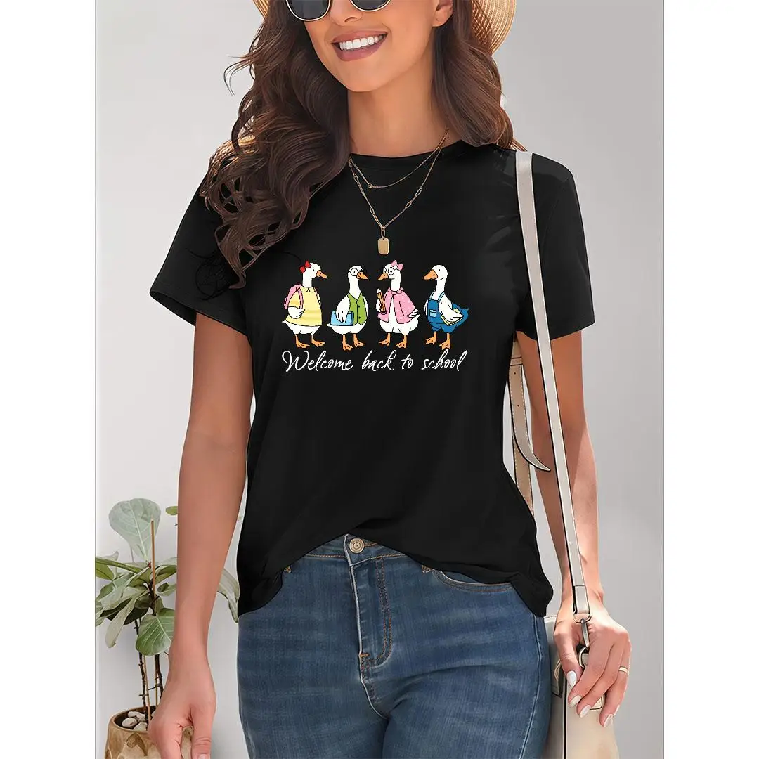 "Cute Duck Graphic Tee for Women – 'Welcome Back to School' Fun T-Shirt, Trendy & Comfortable"
"Cute Duck Graphic Tee for Women – 'Welcome Back to School' Fun T-Shirt, Trendy & Comfortable"