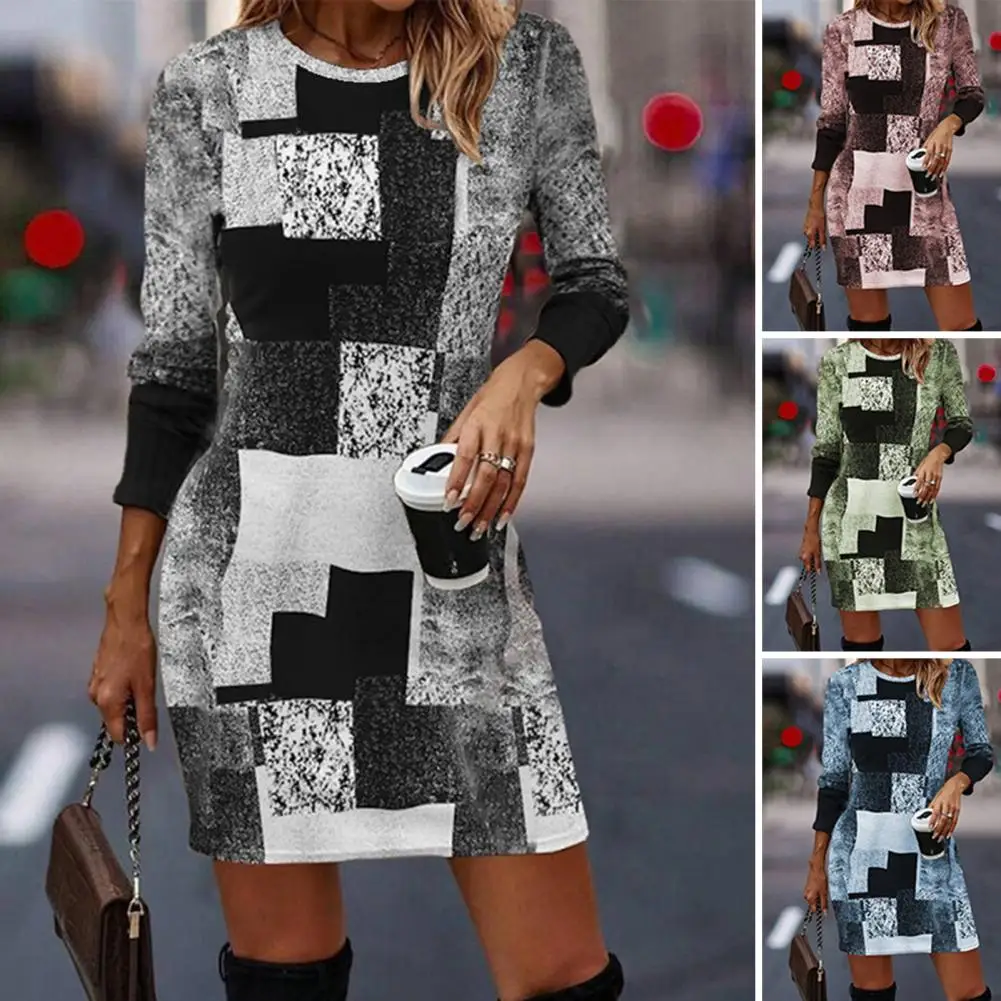 Autumn Dress Geometric Print Long Sleeve Mini Dress for Women Spring Autumn O-neck Slim Fit Streetwear Trendy Chic Fashion
Autumn Dress Geometric Print Long Sleeve Mini Dress for Women Spring Autumn O-neck Slim Fit Streetwear Trendy Chic Fashion