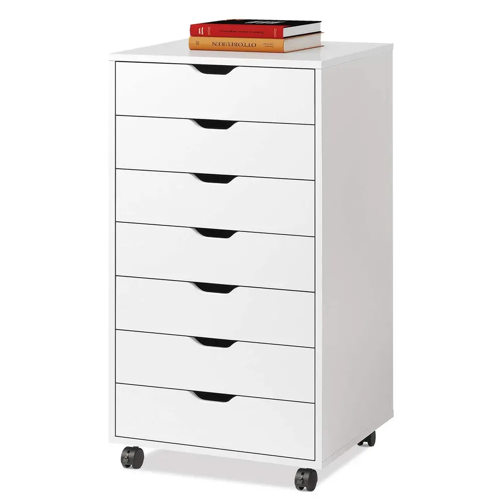 7Drawer Office Cabinets, Wood Storage Drawer File Cabinet with Wheels, White
7Drawer Office Cabinets, Wood Storage Drawer File Cabinet with Wheels, White