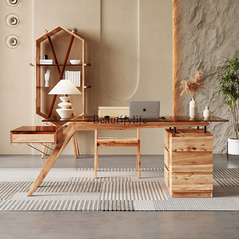 Japanese-style wabi-sabi wind solid wood desk modern antique writing desk designer study home simple computer desk
Japanese-style wabi-sabi wind solid wood desk modern antique writing desk designer study home simple computer desk