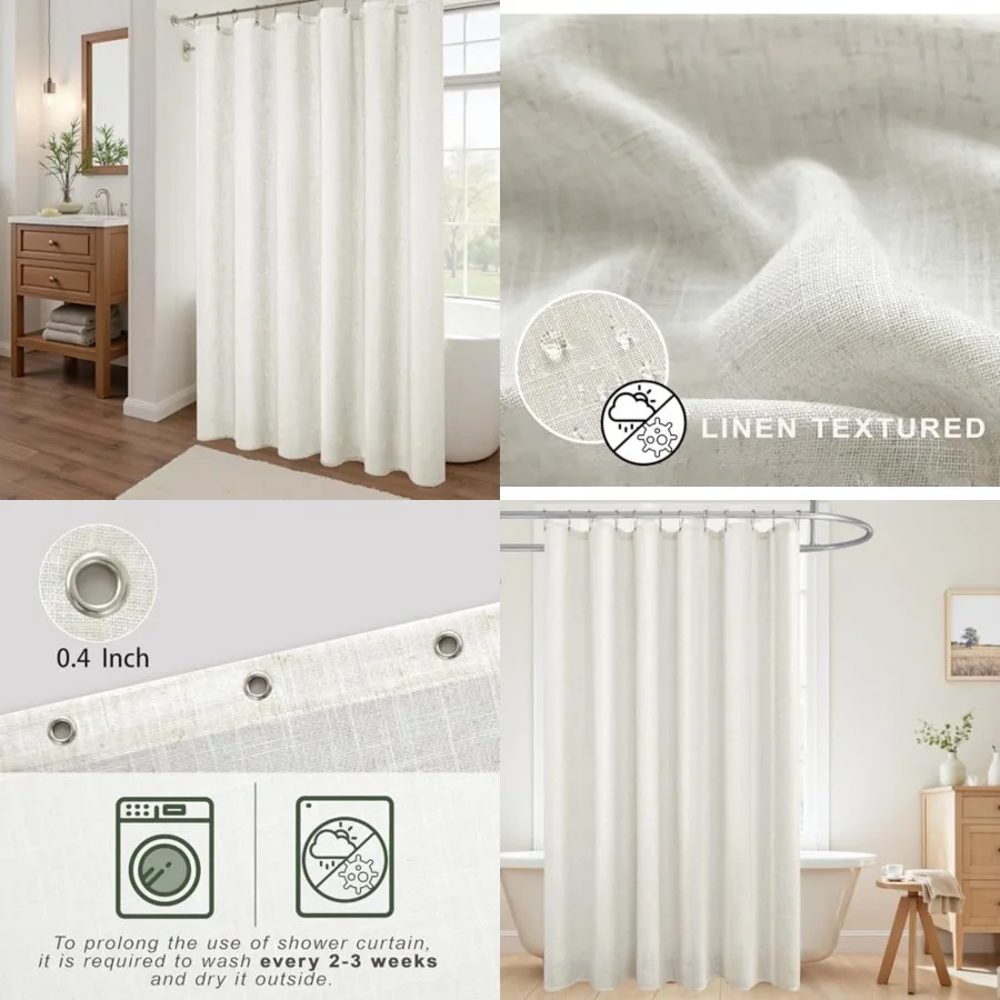 90 Inch Shower Curtain Long, Fabric Boho Farmhouse Neutral Extra Long Shower Curtains for Bathroom 90 in Length, Cream Beige
90 Inch Shower Curtain Long, Fabric Boho Farmhouse Neutral Extra Long Shower Curtains for Bathroom 90 in Length, Cream Beige