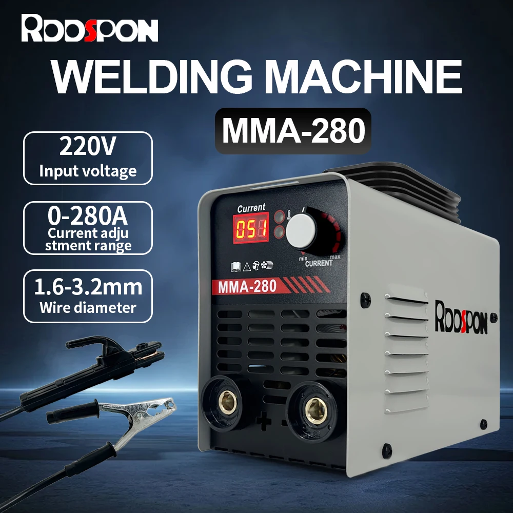 RDDSPON 280A Inverter ARC Welder Portable Electric Welding Machine 220V MMA Welder With Welding Cables For Metal Soldering Tools
RDDSPON 280A Inverter ARC Welder Portable Electric Welding Machine 220V MMA Welder With Welding Cables For Metal Soldering Tools