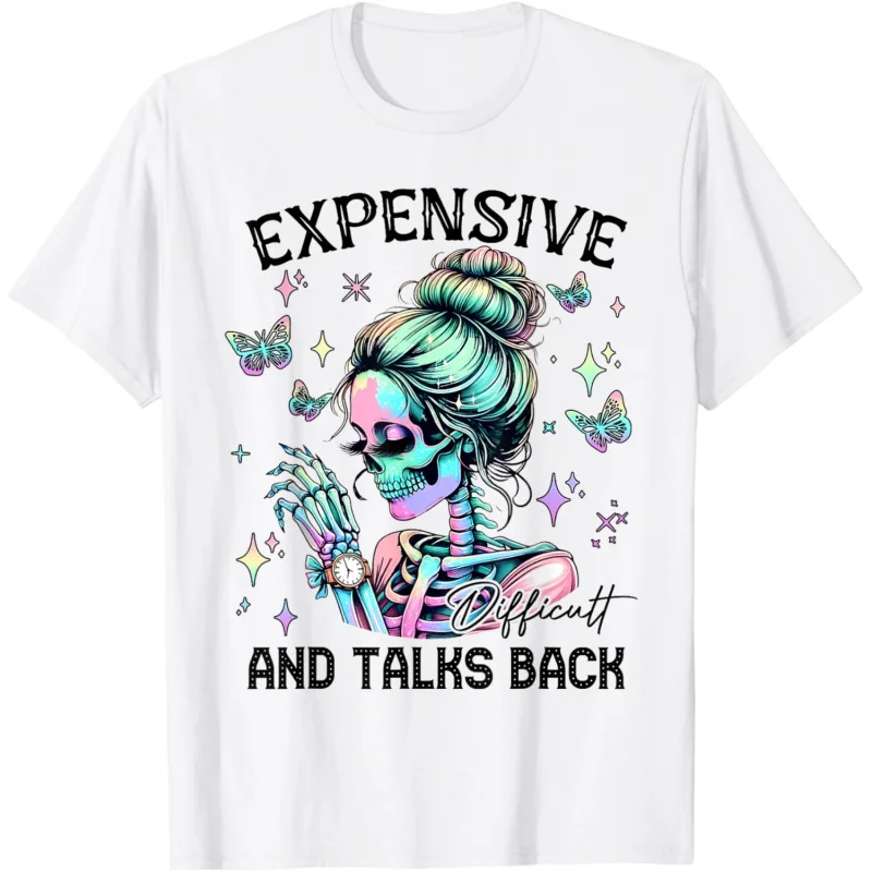 2024 new trendy women's skull print design casual round neck comfortable breathable white short sleeved T-shirt
2024 new trendy women's skull print design casual round neck comfortable breathable white short sleeved T-shirt