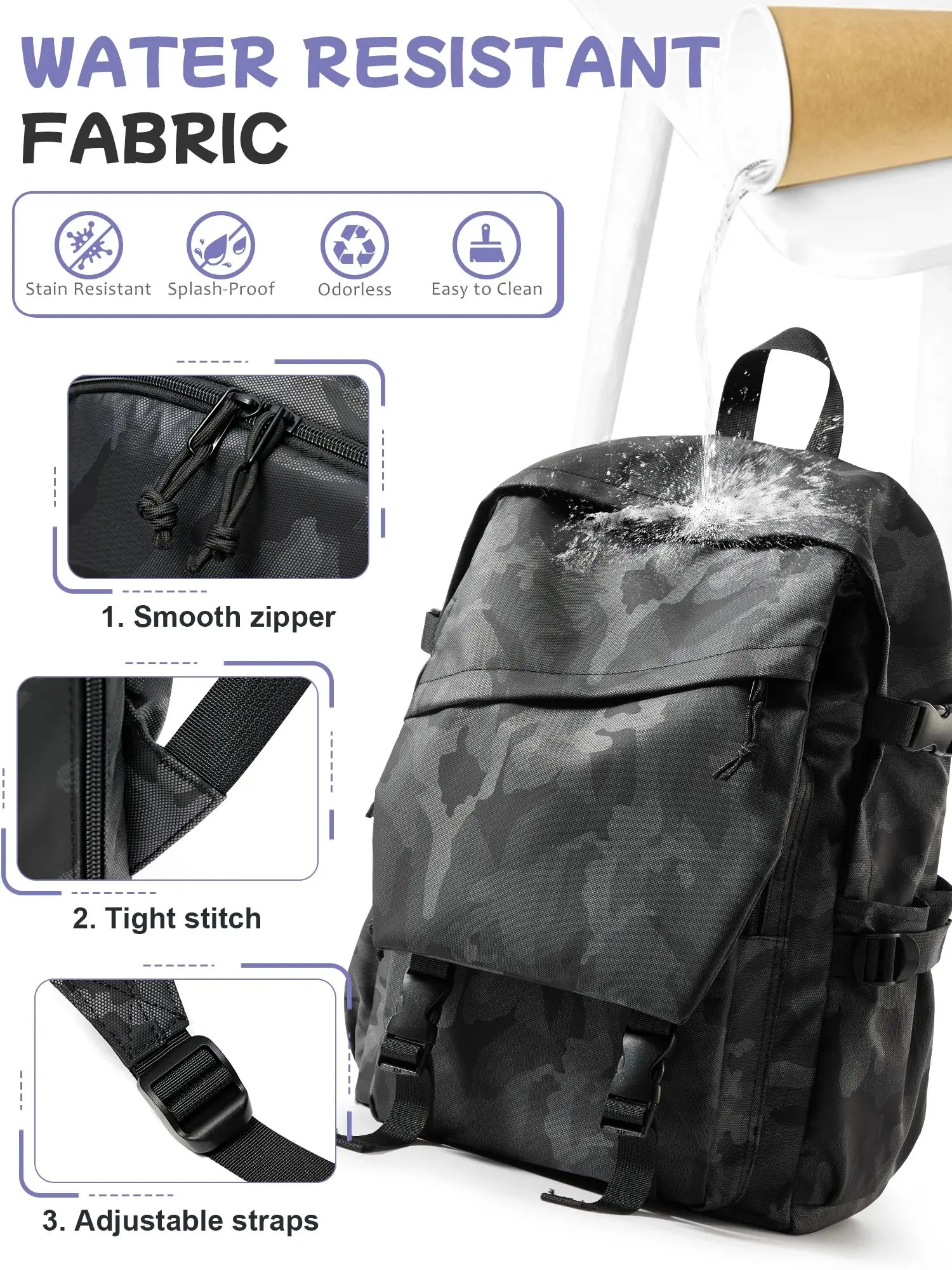 School Backpack Black Bookbag, Casual Lightweight Travel Rucksack Backpack for Men Women Commuter Daypack, College School Bag
School Backpack Black Bookbag, Casual Lightweight Travel Rucksack Backpack for Men Women Commuter Daypack, College School Bag