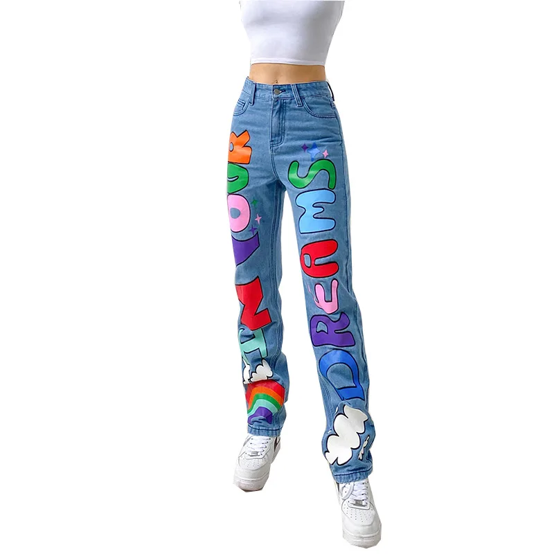 2023 Fashion Letter Print Graffiti Denim Pants Women Jeans High Waist Casual Pants Lady Loose Streetwear Straight Trousers Jeans
2023 Fashion Letter Print Graffiti Denim Pants Women Jeans High Waist Casual Pants Lady Loose Streetwear Straight Trousers Jeans