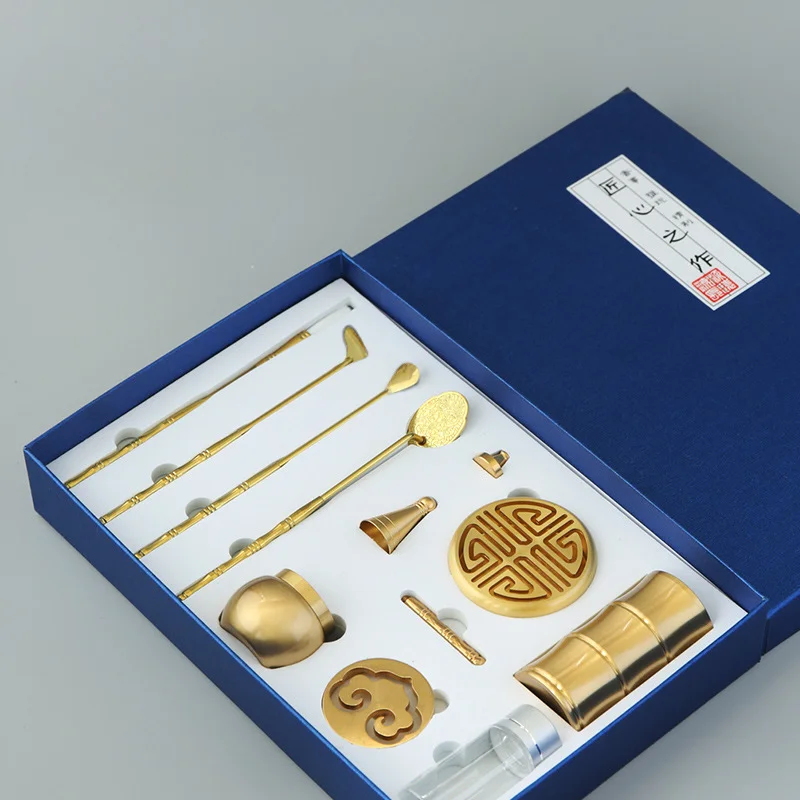 Pure Copper Incense Burner Incense Seal Incense Tool Set Gift Box Incense Shovel Incense Spoon Beating Tools Ash Incense Press
Pure Copper Incense Burner Incense Seal Incense Tool Set Gift Box Incense Shovel Incense Spoon Beating Tools Ash Incense Press