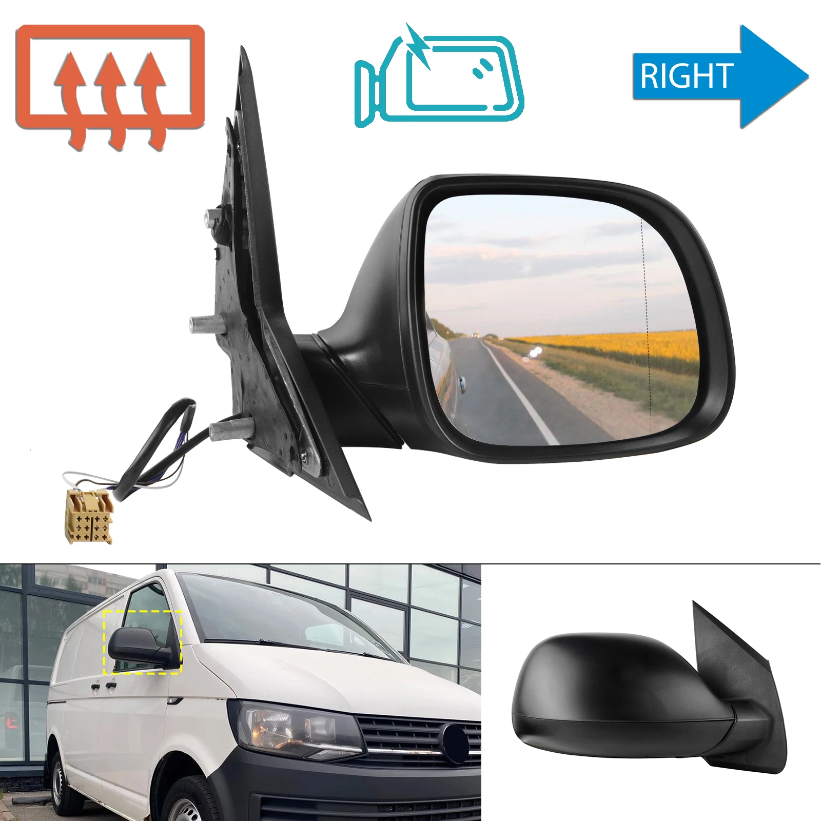 For VW T6 Transporter Caravelle VI Right Wing Door Side Mirror Primer Electric Heated Non-Power Folding
For VW T6 Transporter Caravelle VI Right Wing Door Side Mirror Primer Electric Heated Non-Power Folding