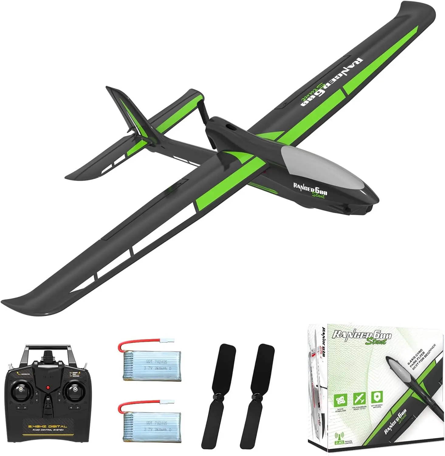 Ready to Fly 4-Channel RC Glider Stunt Airplane, 2.4GHz with Stabilization System and One-Key Aerobatic, for Beginners and Adults
Ready to Fly 4-Channel RC Glider Stunt Airplane, 2.4GHz with Stabilization System and One-Key Aerobatic, for Beginners and Adults