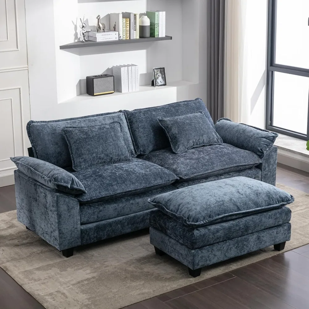 Modern Chenille Comfy Upholstered 2-Seat Sofa with Ottoman, Deep Seat Modular Couch for Living Room, Apartment, Office, Studio
Modern Chenille Comfy Upholstered 2-Seat Sofa with Ottoman, Deep Seat Modular Couch for Living Room, Apartment, Office, Studio