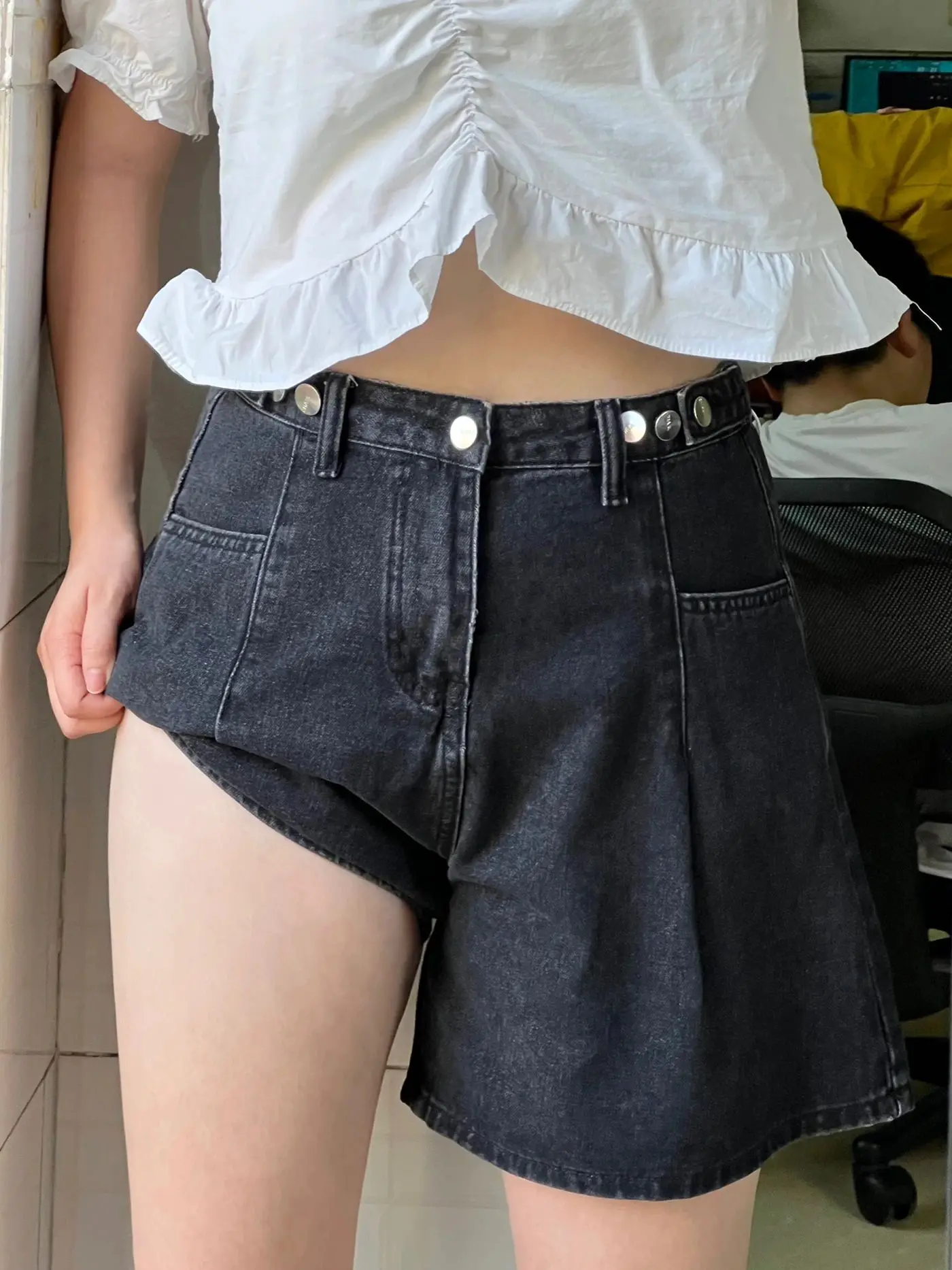 High Waist Hong Kong Sle Denim orts Women plus Size Pear Body ape Loose Casual A-Line Slimming Five-Quarter Pants Summer
High Waist Hong Kong Sle Denim orts Women plus Size Pear Body ape Loose Casual A-Line Slimming Five-Quarter Pants Summer